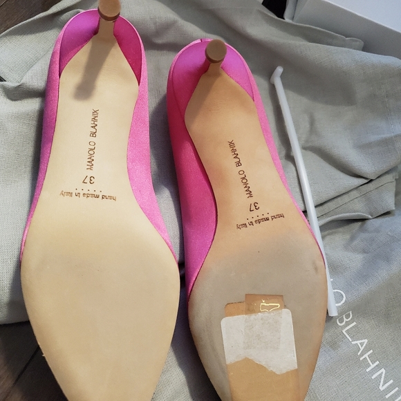 BNIB Manolo Blahnik Hangisi Satin Pink 50mm - Picture 3 of 4